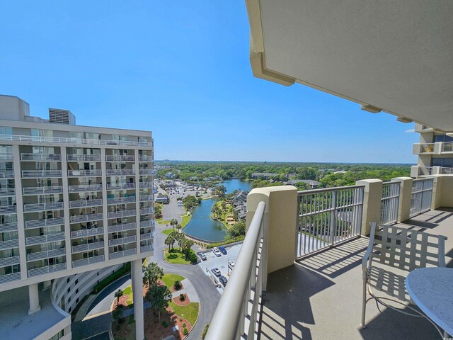 balcony with a water view