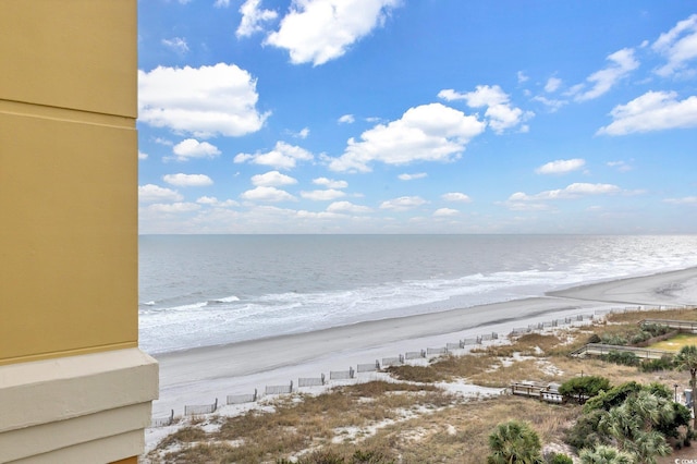 property view of water featuring a view of the beach