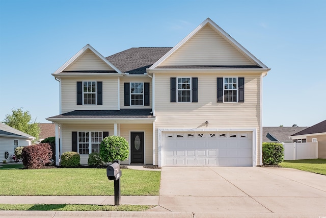 front of property featuring a garage and a front yard