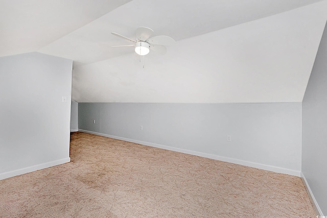 bonus room featuring carpet, ceiling fan, and lofted ceiling