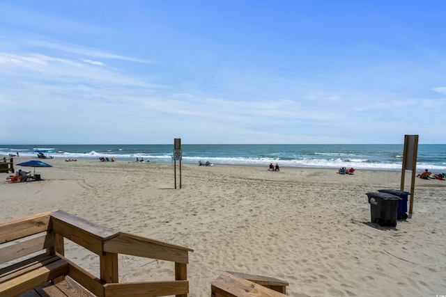 view of water feature with a view of the beach