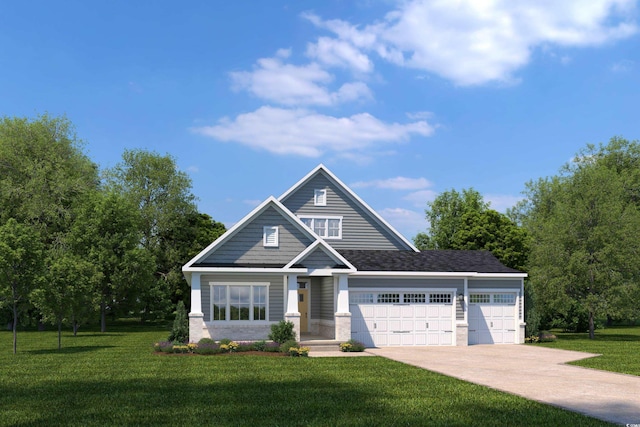 view of front facade featuring a garage and a front yard