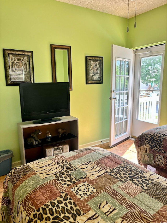 bedroom with a textured ceiling