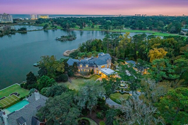 9400 Lake Dr, Myrtle Beach, SC 29572 - aerial view at dusk with a water view