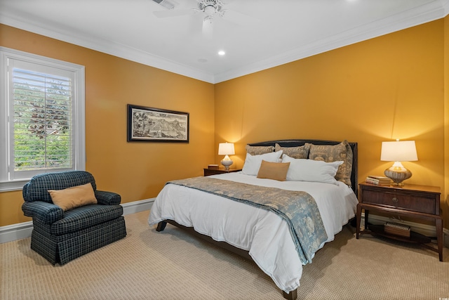 9400 Lake Dr, Myrtle Beach, SC 29572 - bedroom with baseboards, crown molding, ceiling fan, and recessed lighting