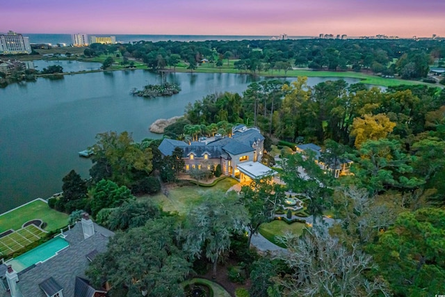 9400 Lake Dr, Myrtle Beach, SC 29572 - aerial view at dusk with a water view