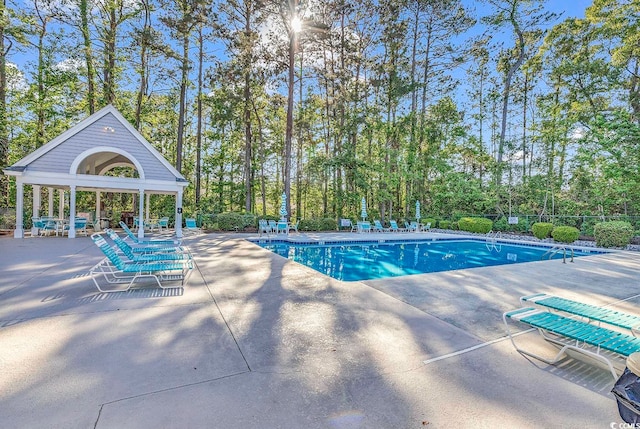 view of pool featuring a patio area