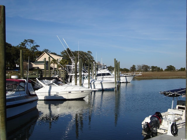 view of dock featuring a water view