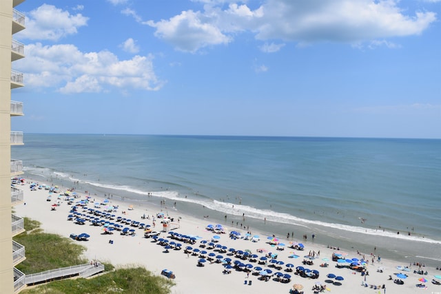 property view of water with a beach view