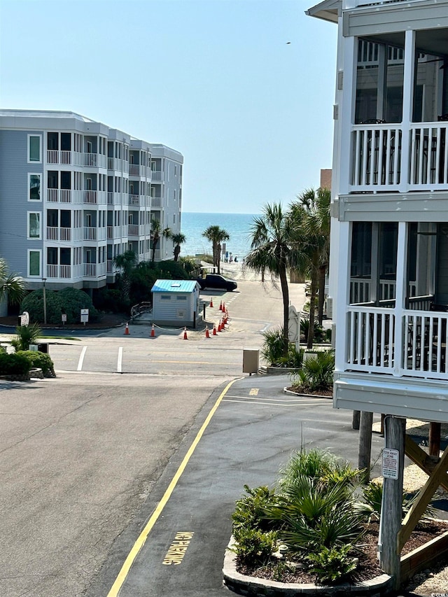 view of road featuring a water view