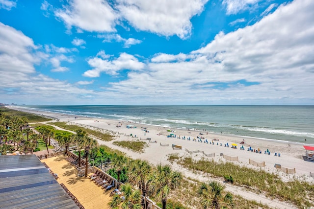 property view of water featuring a view of the beach