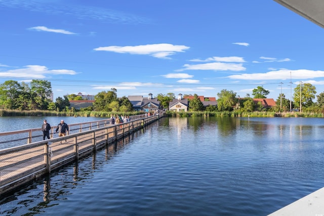 view of dock featuring a water view