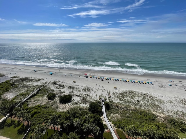 view of water feature with a view of the beach