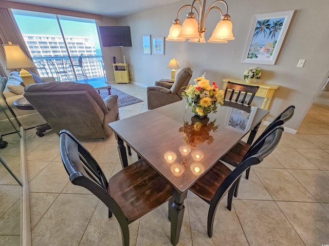 dining space featuring light tile patterned floors