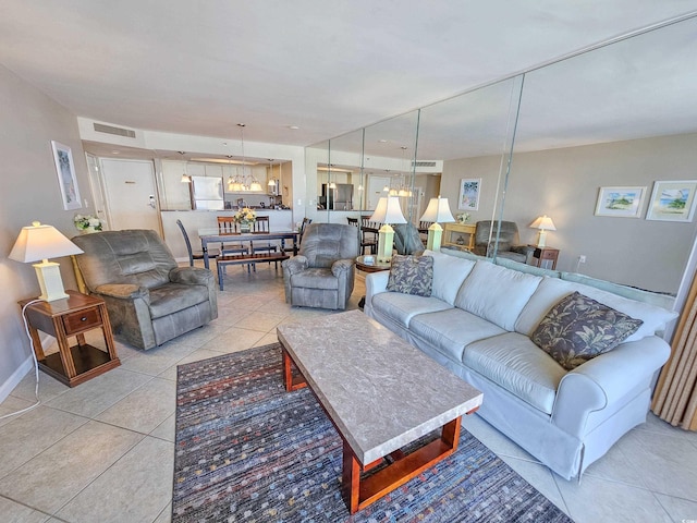 view of tiled living room