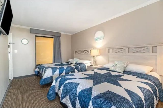 bedroom with ornamental molding