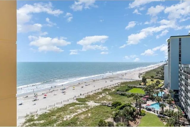 view of water feature featuring a view of the beach