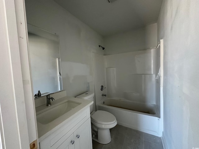 full bathroom with tile patterned floors, vanity, toilet, and shower / bath combination