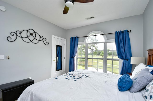 bedroom featuring ceiling fan