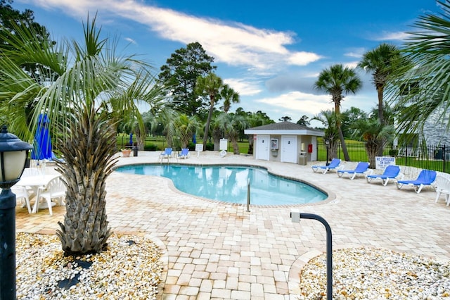 view of pool with a patio area