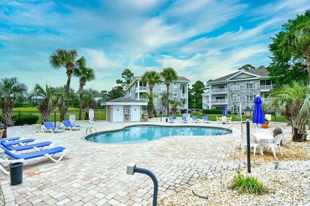 view of pool with a patio area