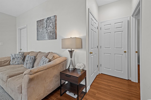 living room with wood-type flooring