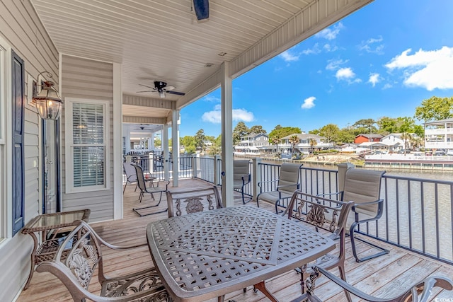 wooden terrace with ceiling fan