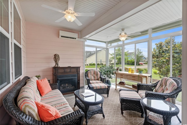 1433 Beaumont Way, Myrtle Beach, SC 29577 - sunroom / solarium with ceiling fan, a wall mounted AC, and outdoor lounge area