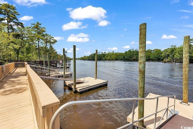 view of dock featuring a water view