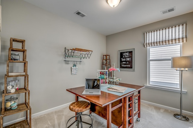 office space with carpet flooring