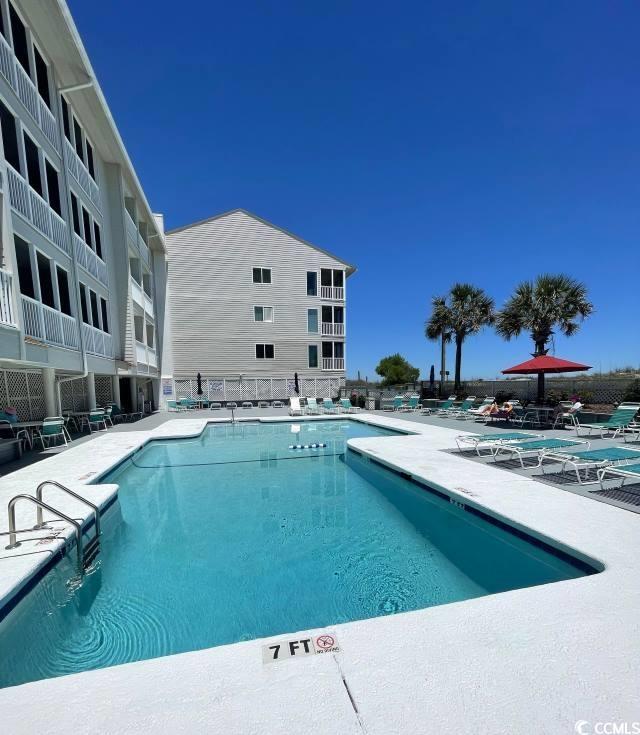 view of pool featuring a patio