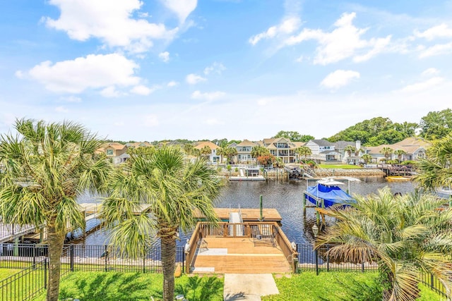 view of dock featuring a water view