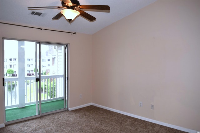 carpeted empty room with ceiling fan and a healthy amount of sunlight