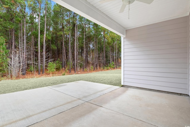 view of patio with ceiling fan