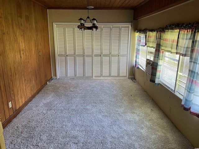 4155 Pinewood Dr, Mullins, SC 29574 - interior space featuring a notable chandelier, cooling unit, and wooden ceiling