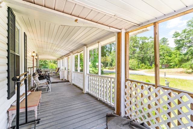 deck with covered porch