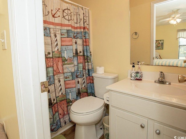 1505 Hillside Dr Unit 2, North Myrtle Beach, SC 29582 - bathroom featuring vanity and a ceiling fan