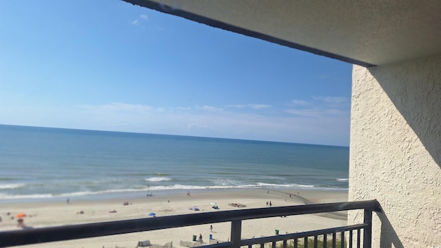 view of water feature featuring a beach view