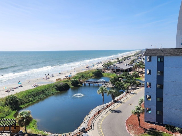 view of water feature featuring a beach view