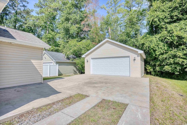 garage with a yard