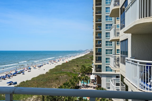 property view of water featuring a view of the beach