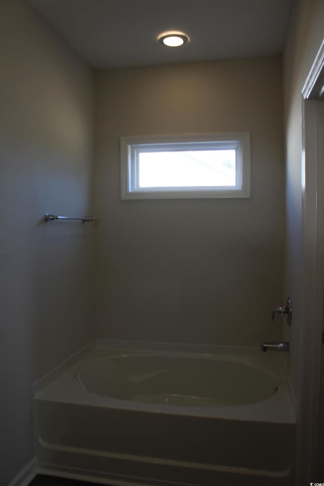 bathroom featuring a washtub and a wealth of natural light