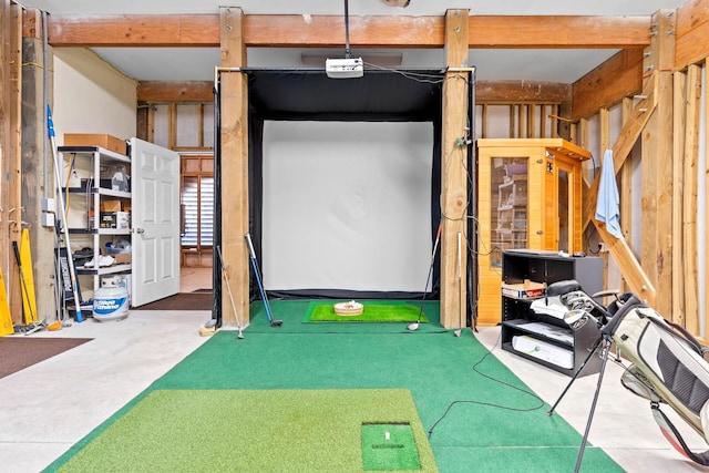 game room featuring concrete floors