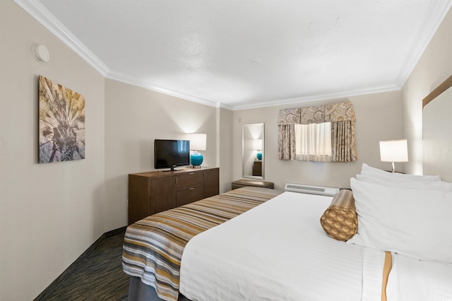 bedroom with ornamental molding