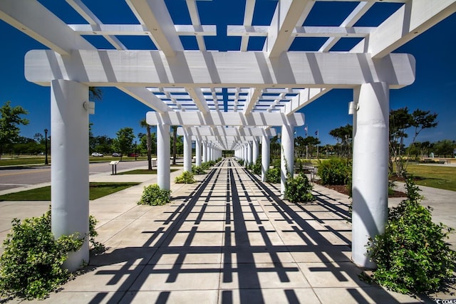 view of patio featuring a pergola