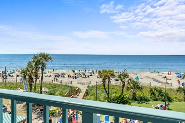 view of water feature featuring a view of the beach