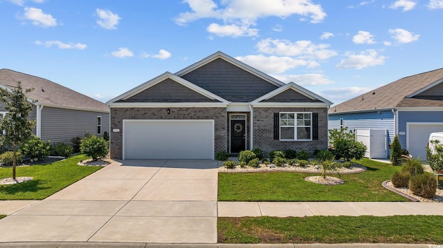 craftsman house with a garage and a front yard