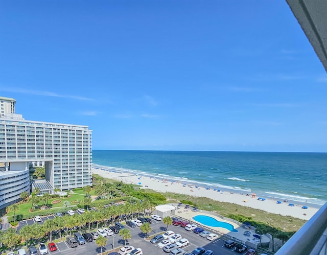 view of water feature featuring a beach view