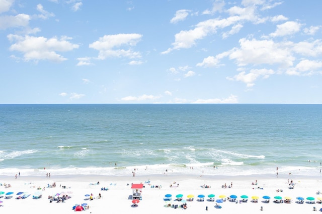 property view of water featuring a beach view