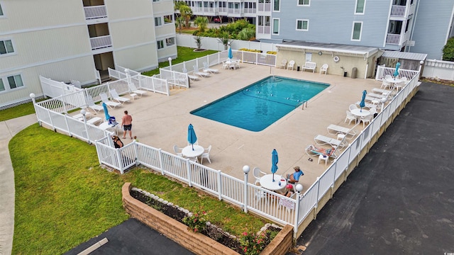 view of pool featuring a patio area